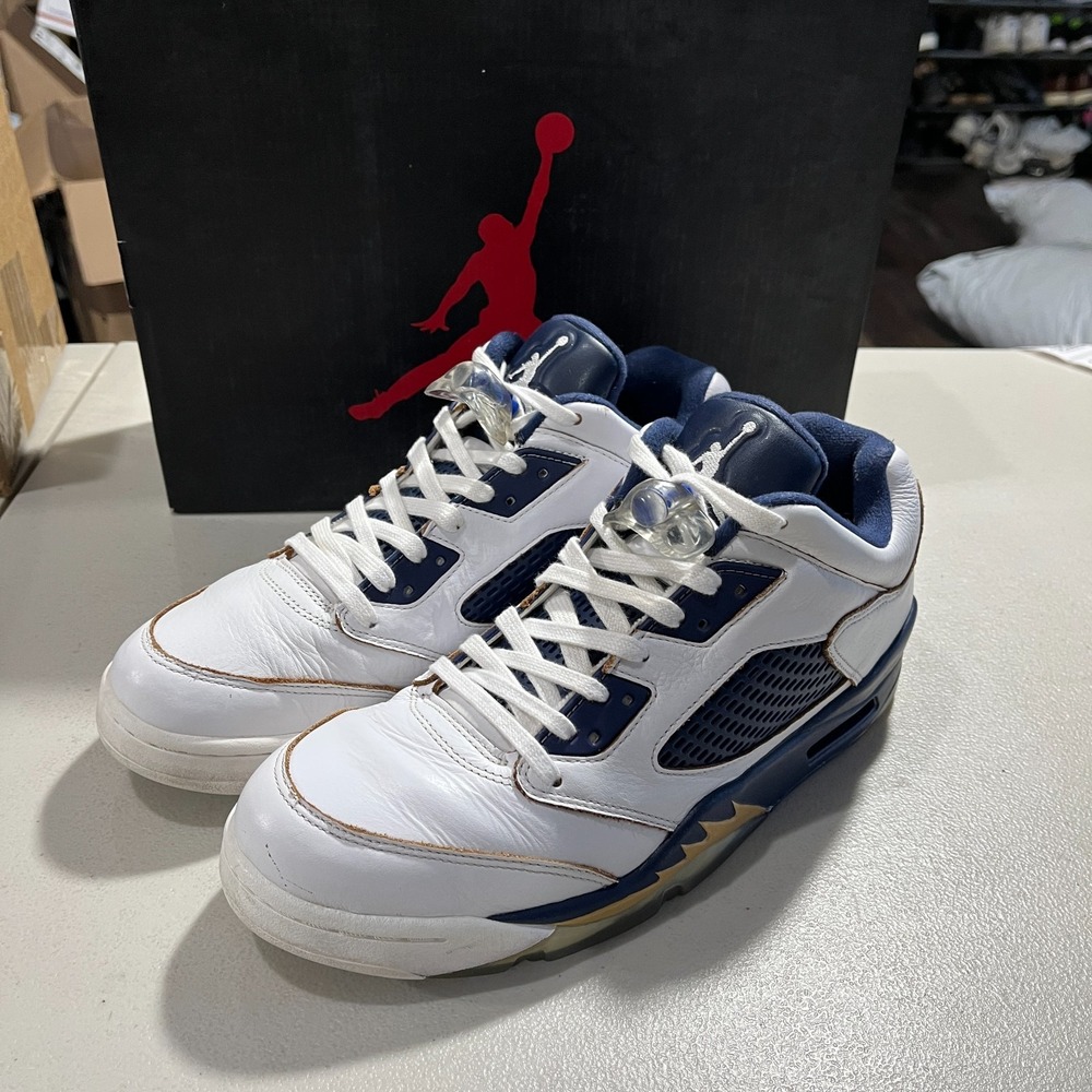 Air Jordan 5 Retro Low Dunk From Above Sneakers Mens US 10 White Navy 819171-135